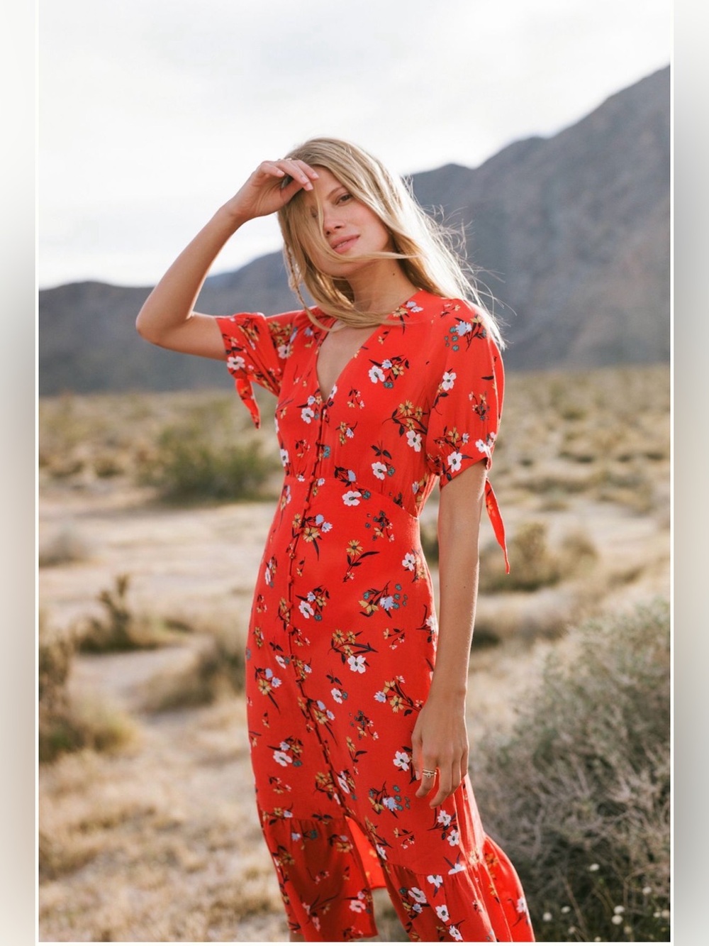 Anthropologie Maeve Eudora Midi Dress Size 6 Orange Floral